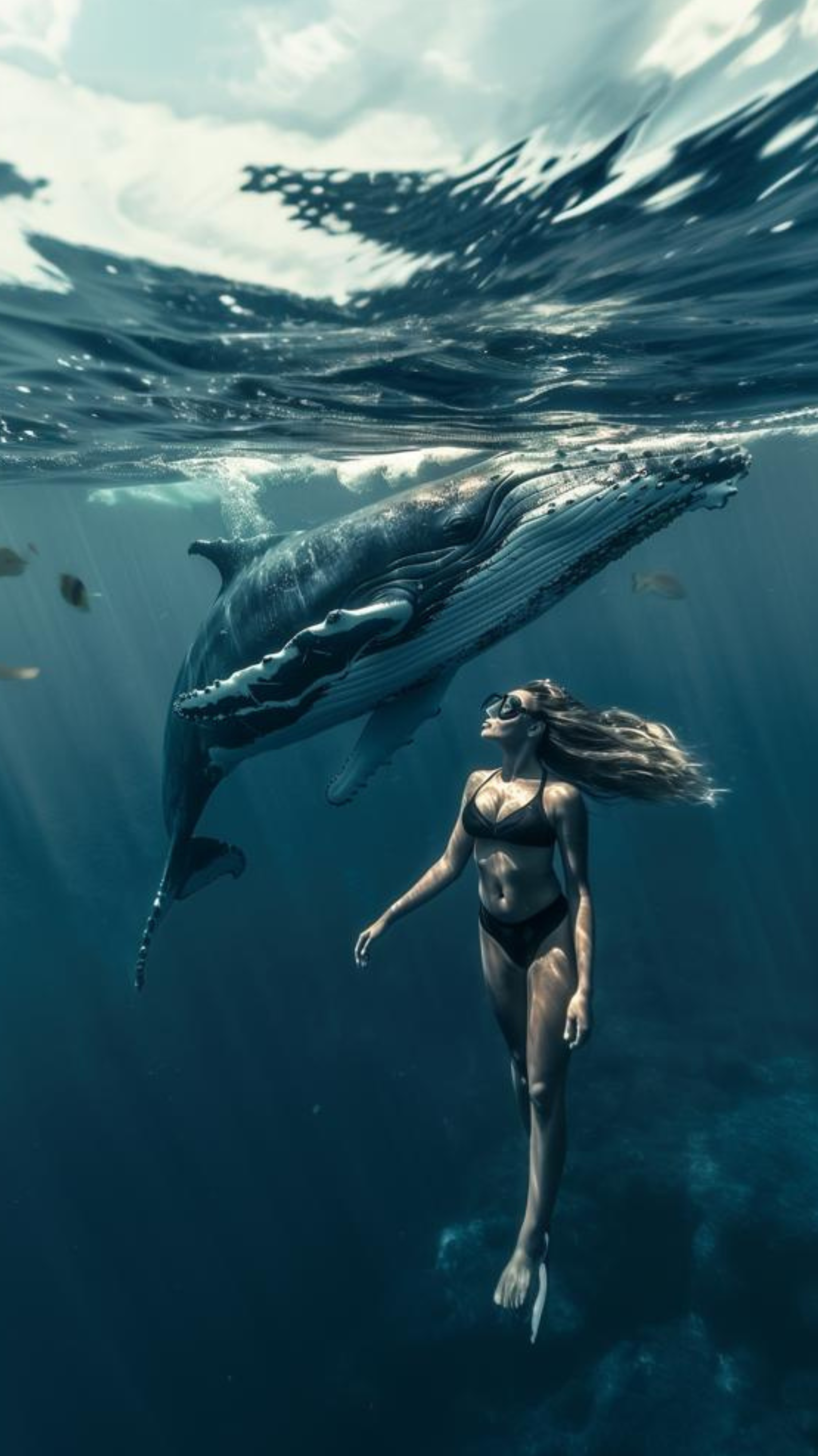 girl-freediving-with-a-whale.apnea training-book-freediving-retreats